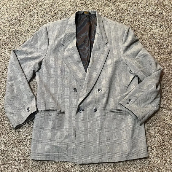 City Street Double Breast Wool Blend Luxury Blazer Jacket Men Size L 42 European - Picture 13 of 13